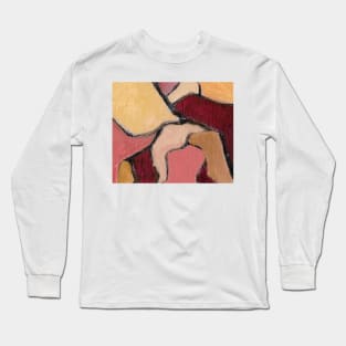 Rose Beige Wine Red Abstract Art Long Sleeve T-Shirt